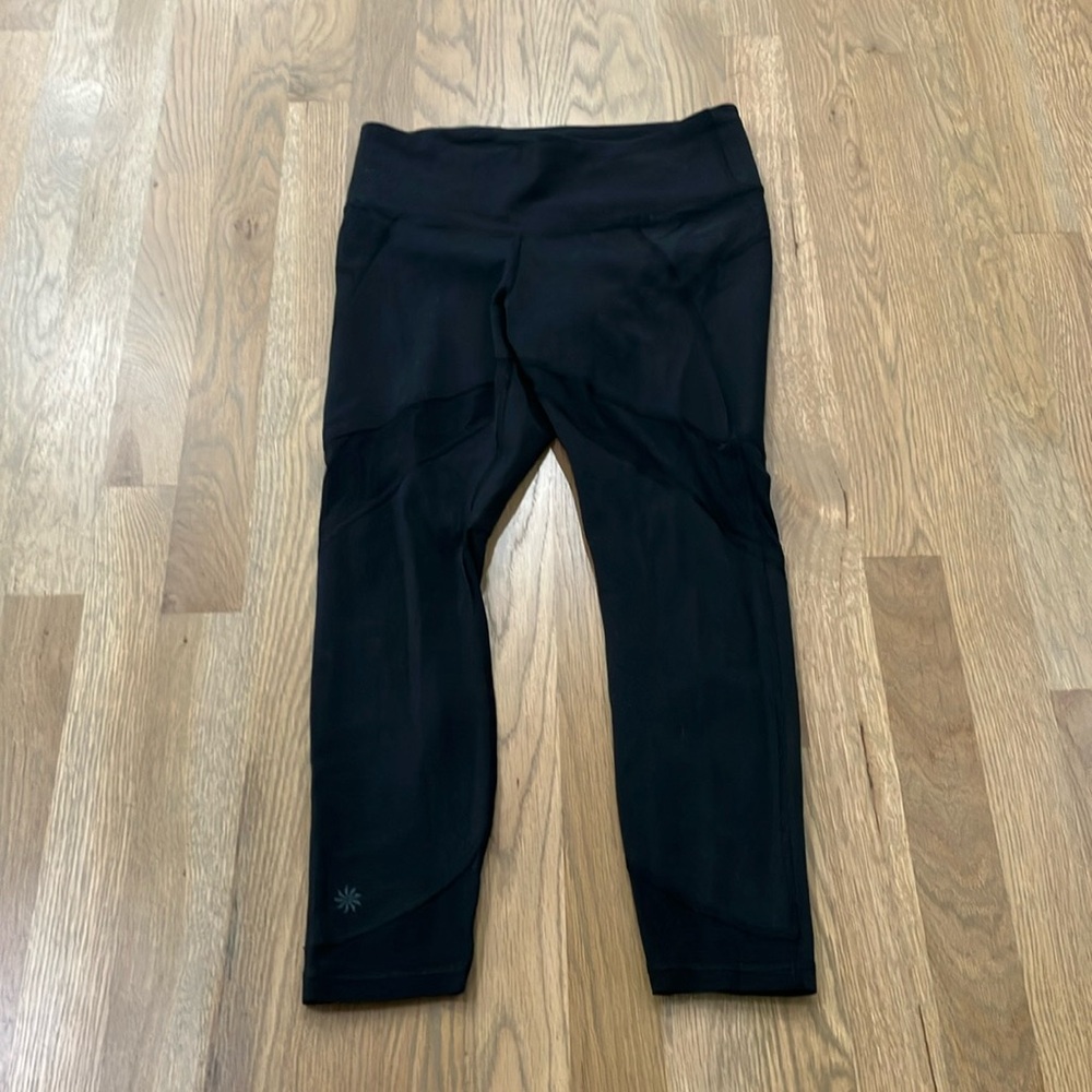 Athleta Women's Black Stealth Mesh 7/8 Tight Mesh Capris Cropped Leggings